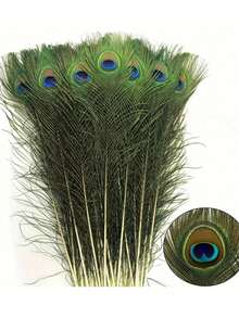 Handmade Artificial Peacock Feathers, Suitable For DIY Crafts, Vase Filler, Elegant Home Decor, Party And Wedding Decorations, Holiday Crafts | Classic Design | Handcrafted Details, Peacock Decoration - Multicolor - View 2