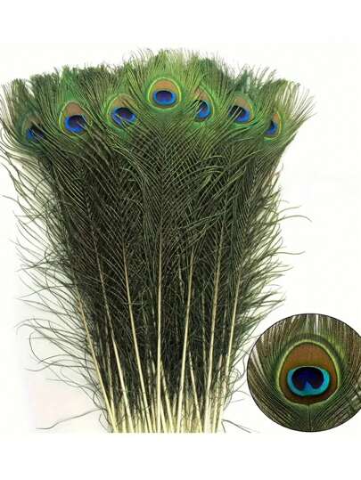 Handmade Artificial Peacock Feathers, Suitable For DIY Crafts, Vase Filler, Elegant Home Decor, Party And Wedding Decorations, Holiday Crafts | Classic Design | Handcrafted Details, Peacock Decoration