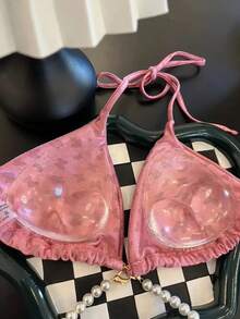 1对三角形硅胶胸贴女式聚拢自粘胸垫隐形加厚海绵垫泳装比基尼内衣胸垫女式插入聚拢内衣加厚硅胶连衣裙泳装小胸防水运动透明胸垫优雅硅胶文胸插入-隐形、可重复使用和加厚胸垫适用于比基尼吊带，无缝内衣增强，女士柔软舒适内衣配件 - 彩色 - 查看 2