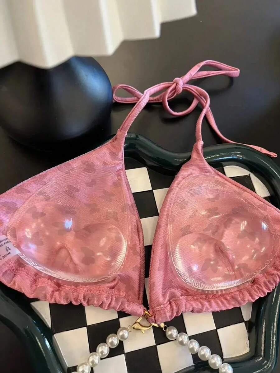 1对三角形硅胶胸贴女式聚拢自粘胸垫隐形加厚海绵垫泳装比基尼内衣胸垫女式插入聚拢内衣加厚硅胶连衣裙泳装小胸防水运动透明胸垫优雅硅胶文胸插入-隐形、可重复使用和加厚胸垫适用于比基尼吊带，无缝内衣增强，女士柔软舒适内衣配件