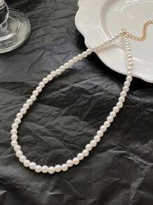 1 Stück 4m-12m Vintage französischer Perlenkette, simpler Choker mit zufälliger Perlenmenge