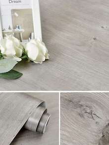 Gray Oak Wood Grain Waterproof Self-Adhesive PVC Wallpaper, Waterproof, Stain-Resistant And Heat-Resistant, Suitable For Kitchen, Bedroom, Living Room, Countertops, Furniture, Renovation, Home Decor - Grey - View 8