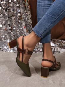 Women's High Heel Slip-On Pumps, 2025 Spring Summer New Thick Heel Fashion Versatile Pointed Toe Comfortable Shoes
