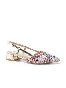 RevReaL Pointed-Toe Slingback Flats Elegant Bohemian Resort - Multicolor - View 6