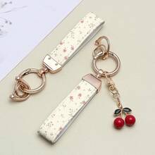 [1pc Fashion Car Key Chain] 1pc Fashion Painted Wrist Strap Key Chain, Classic PU Leather Keychain With Elegant Pendant, Fashionable Car Keyring Keychain Unisex (With Screwdriver Included) - Multicolor - View 3