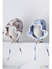 1 pièce Chapeau seau à large bord avec un design mignon d'ours en peluche à carreaux, chapeau d'été polyvalent de protection contre le soleil pour femmes