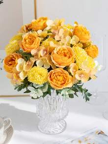 1PC Romantic Artificial Peonies Ball Chrysanthemums Flowers Fake Plants Plastic Centerpieces Bride Holding Bouquet For Spring Autumn Wedding Vase Arrangement For Mother's Day/Father's Day/Festival Birthday/Party Accessories/Wedding/Room/Home/Kitchen/Bedroom/Living Room/Table Decoration/Bride's Bouquet/Outdoor Garden Decorations