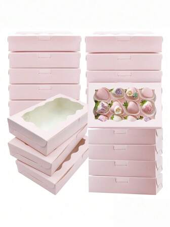 10 pièces de boîtes avec fenêtre transparente 7 x 4,3 x 1,5 pouces Boîte-cadeau en kraft pour mariage, fête, Noël, anniversaire