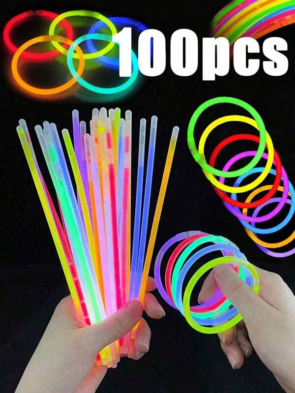 20/50/100 pezzi Bacchette luminose multicolore per feste, decorazioni luminose, luce continua per 8-12 ore, luminose al buio, accendono i gadget da festa, bracciali, collane, neon, bacchette luminose per matrimoni e feste, colore più luminoso, adatte per feste, bar, discoteche, accessori per feste luminose.