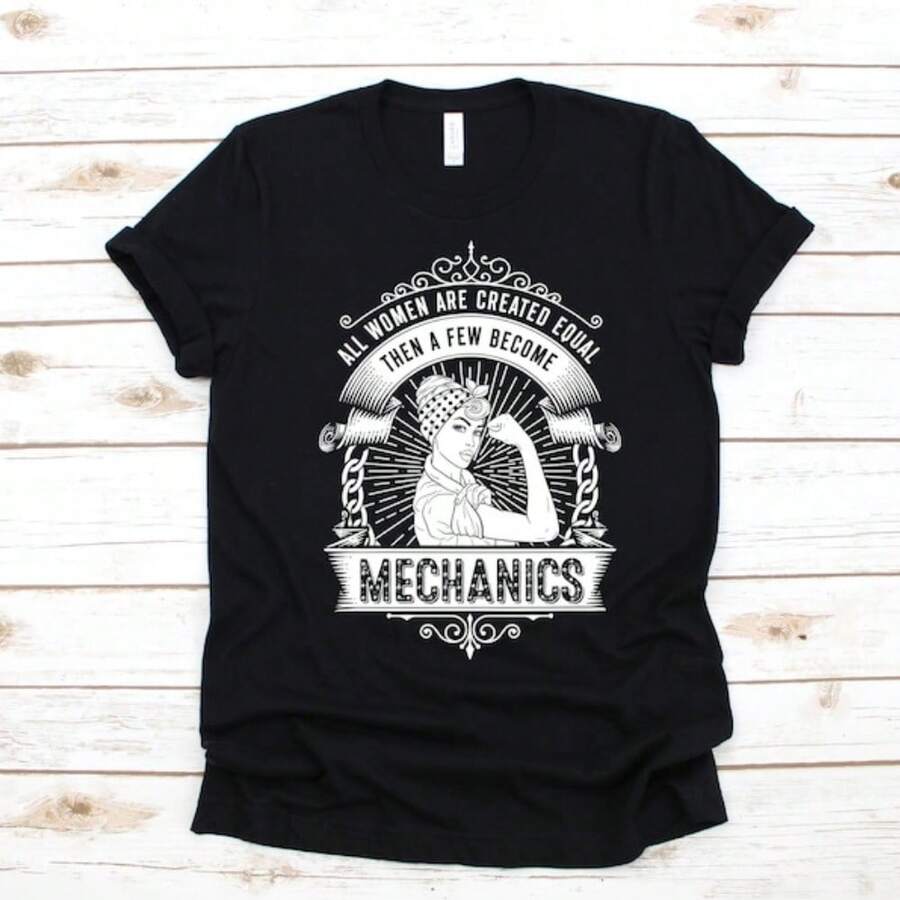 Female Car Mechanic Shirt Girl Auto Mechanic T-Shirt Tank Top Sweatshirt Long Sleeve Apparel Gift - màu đen - Xem 1