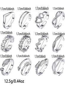 24 件套女士指节戒指，合金可调节中指环，月亮花箭头趾环，沙滩脚饰 - 金銀色 - 查看 2