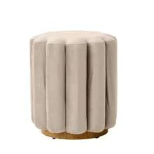 Lillian Velvet Tufted Ottoman Beige