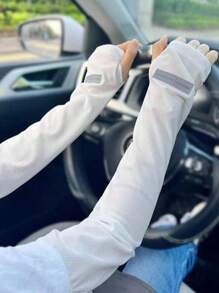 Sun Protective Anti UV 2pcs/Pair Summer Outdoor Ice Silk Arm Sleeves, Modern Simple Solid Color Unisex Sunscreen Anti-Uv Protective Long Sleeve Covers,Suitable For Cycling And Riding Motorcycle