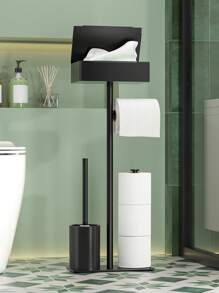 1 pieza Soporte de papel higiénico independiente de fácil instalación con almacenamiento - Sin taladro, organizador de baño de hierro forjado, decoración de baño, decoración de otoño