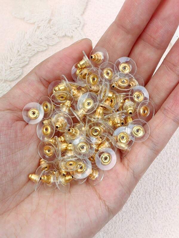 100pcs Slice Ear Plugs, Metal Bullet Head Ear Plugs, Butterfly Earplug, Fashionable Jewelry Accessories, Jewelry Base Accessories, Earring Accessories