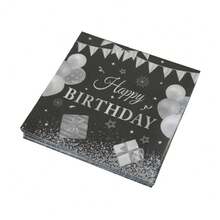 Servilletas de papel negro y plateado, 33 x 33 cm, servilletas de cóctel para fiestas y cumpleaños