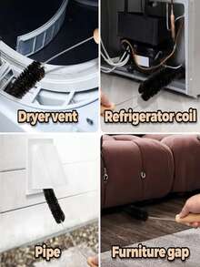 2pcs Multi-Functional Long Handle Radiator Cleaning Brush Set, Reusable Soft Bristle Brush With Handle - Dryer Vent Cleaner, Manual Scrub Brush, Long Flexible Crevice Brush And Washing Machine Brush - Extended - View 4