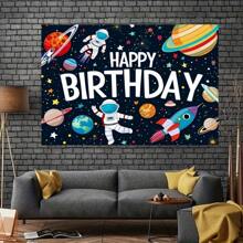 1 pièce, Décoration d'anniversaire thème astronaute et navette spatiale - Grande bannière de fond pour anniversaire sur le thème de l'espace - Pour les fêtes d'anniversaire sur le thème du système solaire pour hommes - Convient aux adultes - Parfaite pour les fêtes d'anniversaire - Cadeau idéal pour les passionnés d'espace