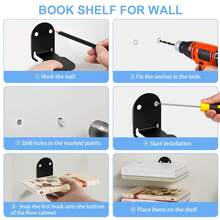 1/4pcs Hanging Bookshelves With Invisible Brackets, Floating Storage Rack, Book Organizer, Multipurpose Shelves, Minimalist Wall Decor For Bedroom, Living Room, Office - Multicolor - View 6