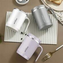 1 pièce Mug pour couple, cadeau très attrayant, en plastique avec couvercle, tasse à café et ustensile de boisson portatif