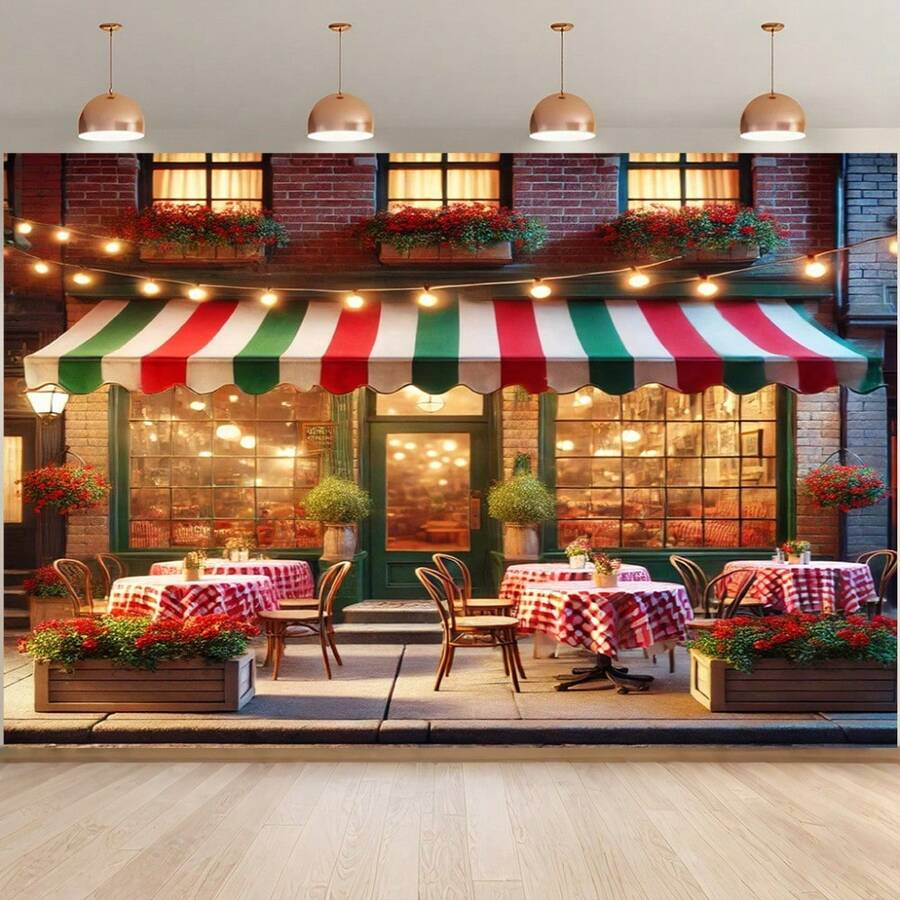 1pc, Italian Pizza Shop Polyester Wall Hanging, Interior Decoration, Living Room, Bedroom, Office, Home - Horizontal Fabric, No Need For Power, Lightweight Suitable For Room Decoration And Party Settings
