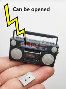 1pc 1:12 Scale Miniature Dollhouse Radio Accessory With Vinyl Record Player Decor, Retro Cassette Player Miniaturized, Detailed & Realistic Music Player Decorative Piece - Perfect Gift For Collectors, Music Lovers, And Miniature Living Room Furniture Enthusiasts!
