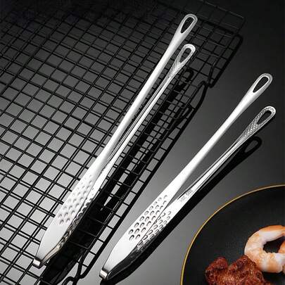 1 chiếc kẹp/kẹp gắp thức ăn bằng thép không gỉ, đa chức năng dùng cho nhà bếp, gia đình, tự phục vụ, khách sạn, tiệc nướng