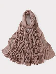 1pc Women's Solid Color Satin Floral Print Rhinestone Scarf, Fashion Elegant Soft Breathable Jersey Headscarf - Multicolor - View 16