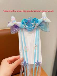 1 pièce Serre-tête sirène pour enfants, joli clip à nœud papillon, accessoire de cheveux en forme de coquillage de sirène adorable pour les filles, été