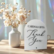 Indicator Arcă Acrilică – Afișează Elegant "CĂRȚI ȘI CADOURI" și "Mulțumesc"! Perfect pentru Nunți, Petreceri, Evenimente sau Decor Acasă – Indicator Decorativ Acrilic Elegant pentru Zone de Felicitări, Mese de Cadouri și Aranjamente de Evenimente
