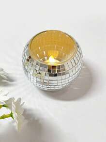 1 pièce Bougeoir à mosaïque miroir disco cool, vase en verre à boule disco, décoration de cadeau de vacances pour la maison. Bougeoir en mosaïque de verre, décoration de banquet à boule disco. Utilisé comme décoration centrale pour Noël, mariage, fêtes et table de salle à manger (Seuls les bougeoirs en verre sont inclus, les bougies ne sont pas incluses)