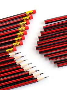 50 piezas/30 piezas/20 piezas/10 piezas/5 piezas Lápices de dibujo clásicos rojos y negros, premios para estudiantes, artículos de papelería de aprendizaje con borradores, lápices HB escolares, suministros de oficina, suministros de aprendizaje, regalos de vuelta a clases, papelería escolar y de oficina, papelería para estudiantes
