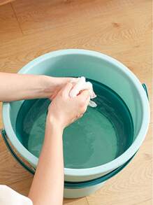 1pc Foldable Water Bucket, Portable Travel Car Fishing Bucket, Large Capacity Home Bathing Foot Soak Bucket, Thick Plastic