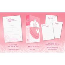 Biblia RVR60 Mis Quince Rosa y Blanco Con Aplique Mariposa Simil Piel En Caja de Regalo - Libro único - Ver 8