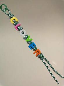 Custom Name Keychain - Handcrafted Beaded Bag Charm With Colorful Acrylic Letters|Dopamine Color Polyester Cord|Gift For Best Friend Daughter Teacher|Back To School Accessories|Women Girls Fashion Keyring Purse Clip - Multicolor - View 78