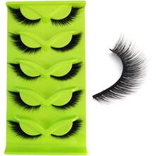 5 Cặp Lông Mi Sống Động 3D 14mm, Lông Mi Giả Hoạt Hình Mắt Mèo Foxy, Lông Mi Giả Dài Cong, Lông Mi, Lông Mi Giả - màu đen - Xem 2