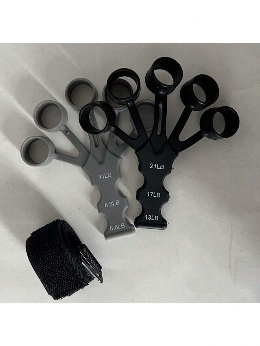 1 个弹性硅胶手指训练器 - 手部强化器 6 个阻力训练器 - 可调节手部，健身房健身器材（1 件（黑色/灰色）健身房配件 - 彩色 - 查看 1