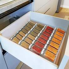 1pc/2PCS Spice Drawer Organizer Trays -Expandable, Acrylic, Custom Fit - Declutter Kitchen Drawers, Spice Jar Rack, Cabinets, Pantry