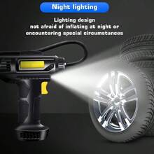 120W Portable Car Air Compressor: Inflate Your Tires With Ease - Wireless  Pump With LED Light - Black - View 7