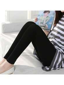 1 Peça Legging de Dança para Meninas, Calça Justas para Crianças, Meia-calça sem Pé para Bebês, Cor Sólida Preta, Meia-calça sem Pé Fina e Elástica, Meias de Dança Pretas, Casual Adequado para Uso Diário, Calça de Dança Estilo Fofo Escolar, Calça Sem Pé Regular para Primavera/Verão, Adequado para Reuniões Diárias de Estudantes e Combinação com Saias, Shorts, Sapatilhas, Temporada de Volta às Aulas, Calça Justa - Preto - Visão 4