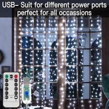 1pc Window Curtain Lamp, 300LED Fairy Curtain Lights With Remote Control, 8 Modes Curtain String Lights, Waterproof, USB Plug, Bedroom Window Christmas Party Copper Wire Lights, Home Decorations, For Party Wedding Christmas Indoor Outdoor Halloween,Fall Autumn,Christmas - Curtain Lights - View 8