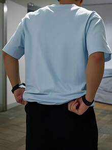 GRDR Men's Solid Color Casual Street Crew Neck Short Sleeve T-Shirt - Baby Blue - View 8