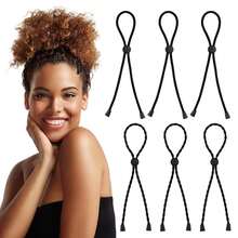 Adjustable Headband Hair Rope African Bubble Ponytail Natural Curly Hair Leather Headband Women's Headband Dreadlock Hair Rope Turban Headband Sweatband, Hairband - Black - View 1