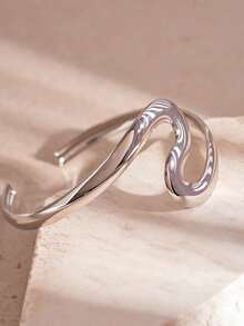 1pc Metallic Line Design Arm Bracelet, Fashionable Minimalist Style Suitable For Women, Great For Party And Gift Valentine's Day Accessories, Summer, Jewellery, Festival, - Multicolor - View 7