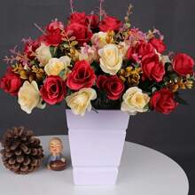1/3PCS Artificial Roses Flowers Silk EUCALYPTUS Bouquet Valentine's Day Gifts Wedding Decoration DIY Wreath Material, Bride Holding Wrist Flower Decoration Accessories, Wedding Car Decoration, Lintel Arch Decoration, Home, Dining Room, Bedroom, Vase Decoration, Birthday Party Decoration Materials New Year Gifts