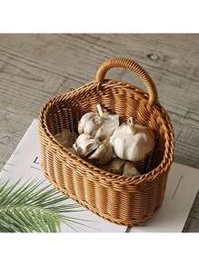 1 Stück/2 Stück handgeflochtener Aufbewahrungskorb, Country Stil Rattan Hängekorb für Küche, Wohnzimmer, Badezimmer, Outdoor Picknick, Regalkorb, waschbar und feuchtigkeitsbeständig, vintage Garten handgeflochtener Aufbewahrungskorb, perfektes Geschenk für sie, Valentinstag, Sommer Outdoor Zubehör, Küchenzubehör