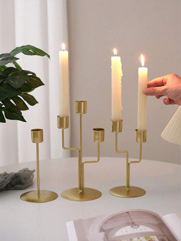 1 Piece Of Nordic-Style Candlesticks, Alloy Home Light Luxury Candlestick Ornaments, Retro Candlelight Dinner Props, Simple Home Romantic Table Ornaments, Living Room Ironwork Decorative Candlesticks - Suitable For Daily Use, Wedding Decoration, Birthday Parties