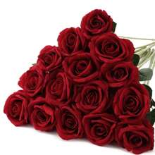 10Pcs/5Pcs/4Pcs/1pc Wine Red Rose Artificial Bridal Bouquet Realistic Velvet Faux Flower Flower Arrangement Decoration Fake Rose Artificial Rose For Valentine's Day Gifts Wedding Party Home Decoration, Birthday Gifts Outdoor Indoor Decor, Vase Floral Decor (Purchase Instructions: May Contain Odor, Please Place In Window For Ventilation For 1-2 Days)