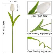 1/5/10/20 件浪漫优质人造花中心装饰，塑料花真实触感郁金香丝绸花束，用于婚礼房间家居酒店派对活动新年礼物的人造花，情人节婚礼/家居/卧室/客厅/餐桌装饰/新娘花束/户外花园 - 白色 - 查看 2