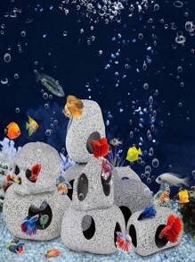 Aquarium Hidden Rock Caves, Betta Fish Tank Accessories Hiding Place Decorations, Betta Fish Toy Tunnel Fish Holes, Ceramic And Glass Container Accessories, Suitable For: Breeding, Playing And Resting Of Aquatic Pets